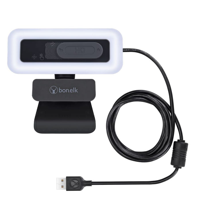 Bonelk USB Webcam Pro LED, Clip On, 1080p Black