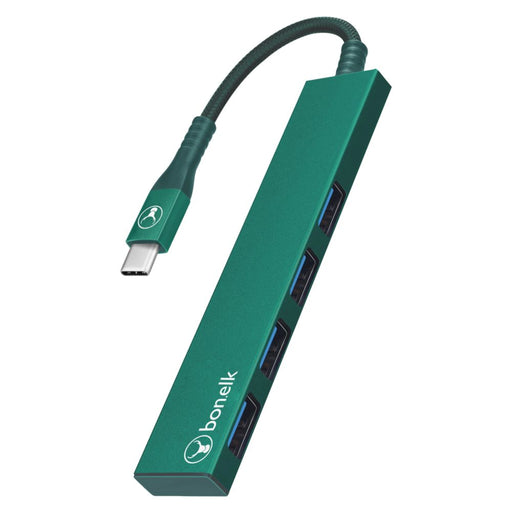 Bonelk Long-Life USB-C To 4 Port USB 3.0 Slim Hub Green